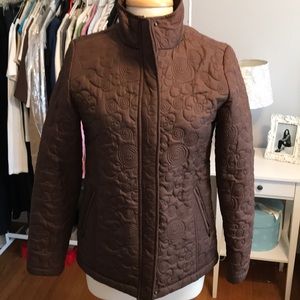 Quilted car coat in rich brown size small